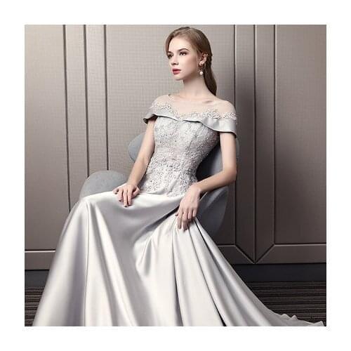 Silver grey embroidery beading long dress Medieval Renaissance drama stage Gown Victoria Marie Antoinette Belle opera