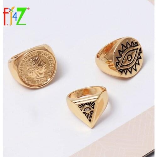 F.J4Z Trend Vintage Finger Ring for Women Coin Eye Top Rings Female Rings Jewelry Gifts anillos Dropship