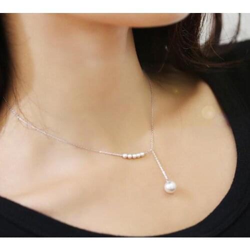 FORSEVEN New Style Simulated Pearl Gold/Sliver Color Sweet Simple Short Clavicle Pendants Necklace Women Girl Dating Jewelry