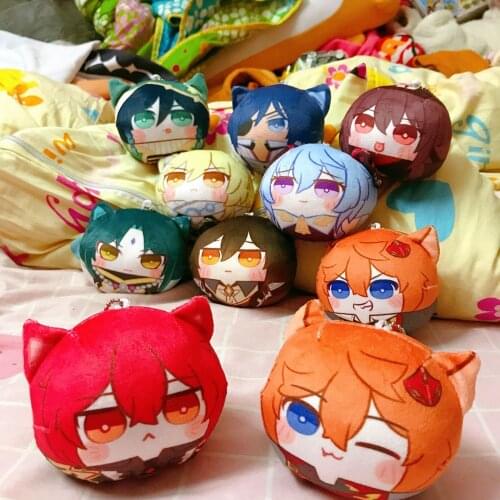 Genshin Impact Zhongli Tartaglia Diluc Kaedehara Kazuha Cosplay Cute Plush Doll Key Chains Stuffed Pendant Keychain Toy Gift