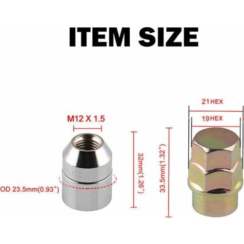 Wheel Lock Lug Wheel Nuts M12x1.5 4 Anti Theft Locking Nuts+1 Key Set Universal Auto Replacement Patrs Auto Parts
