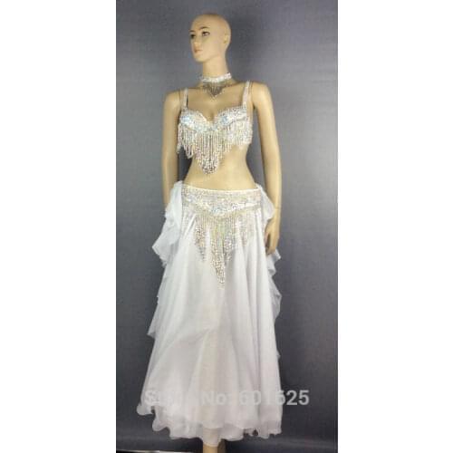 Free shipping belly dancing 4 pcs set costumes,gold & silver , accept any size,34B/C/D,36B/C/D,38B/C/D,40B/D/DD,42D