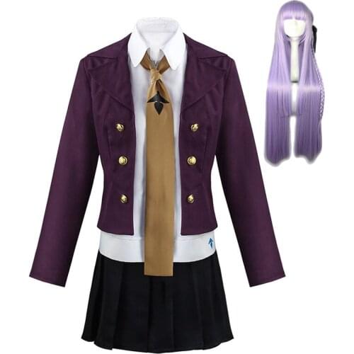Anime Kirigiri Kyouko Cosplay Costume Danganronpa Costume Wig Girl Women Jacket Shirt Skirt Set
