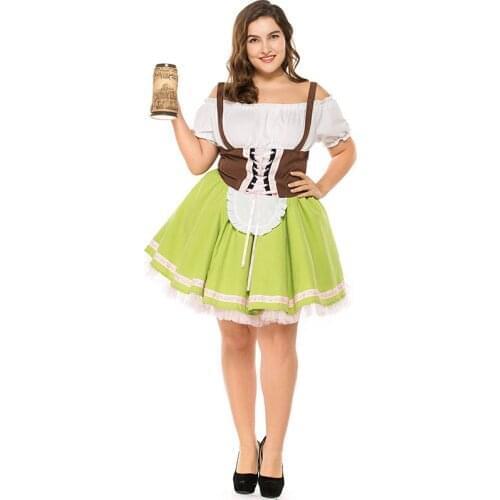 Large Size German Beer Maid Costume Bavarian National Traditional Costume Cosplay Carnival Costume