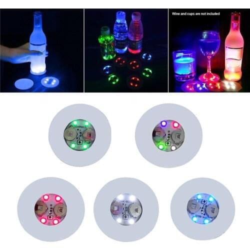 Mini Glow Coaster LED Bottle Light Stickers Festival Nightclub Bar Party Vase Decoration LED Glorifier Drink Cup Mat 3 Modes