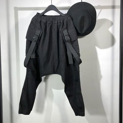 Owen Seak Men Denim Harem Jeans High Street Mens Clothing Coated Autumn Straight Men Solid Jeans Pants Size XL