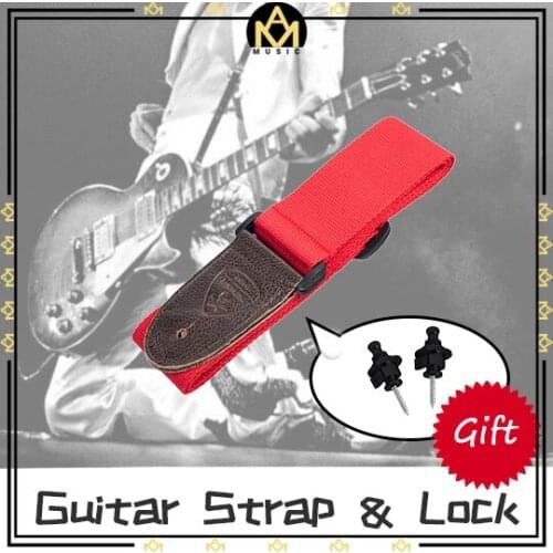 Guitar Strap & Lock Set W/ Adjustable Acoustic Guitar Strap Leather End & Guitar Bass Strap Lock Pins Guitar Parts Accessories