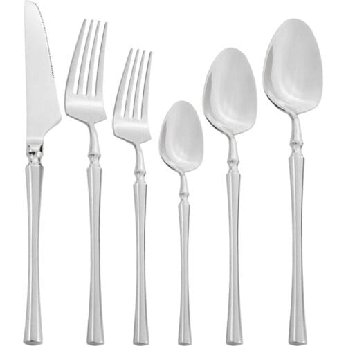 New Sliver Cutlery Set Luxury Dinnerware 6 Pieces Mirror Polishing Tableware 304 Stainless Steel Dinner Knife Dessert Fork Spoon