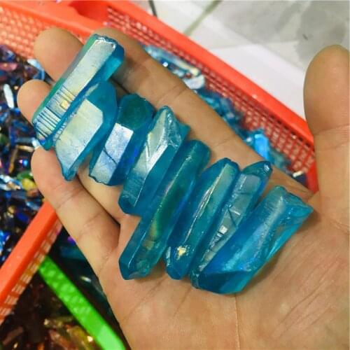 Wholesale Electroplated Titanium Rainbow Aura Lemurian Quartz Crystal Point Healing Stones Decor Natural Quartz Crystals
