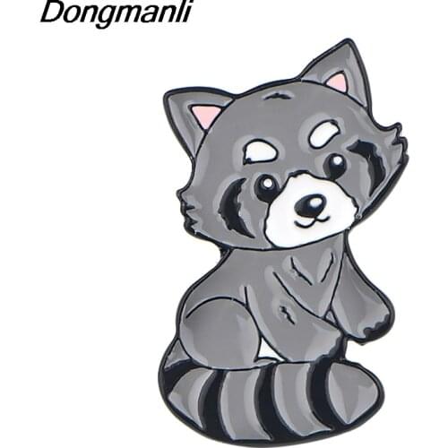 LT303 Cartoon Cute Raccoon Creativity Enamel Pin Badge Backpack Collar Lapel Jewelry Friends Birthday Gifts