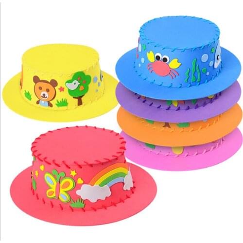 1Pc Creative EVA Foam Paper Weaving Hat Flowers Stars Patterns Kindergarten Art Kids DIY Craft Toys Party Decorations Gifts
