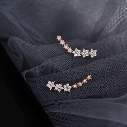 Silver Plated Shining Zircon Five Pointed Star Stud Earrings Korean Fashion Women Stud Earrings Women Jewelry Gifts