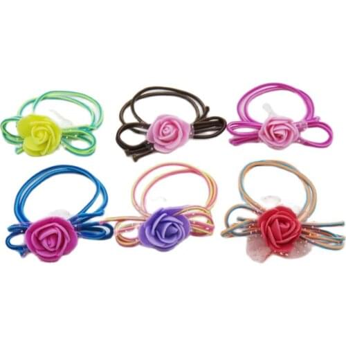 1PCS Mesh Rose Flower Elastic Hair Bands For Girls Bohemian Headband Scrunchy Korean Fashion Kids Hair Accessories For Women