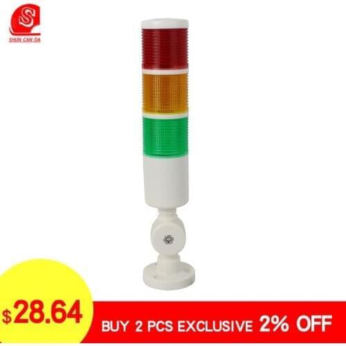 Led Warning Light 9w Tricolor Buzzer Red Lighthouse Blinking Alarm for garage lathe Sewing Machine Industrial Lights 24v 220v