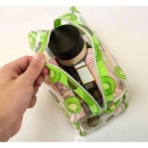 1Pcs Simple Fruits Printed Waterproof Cosmetic Bags Transparent Makeup Organizer Pencil Case Toiletry Bag Travel Storage Pouch