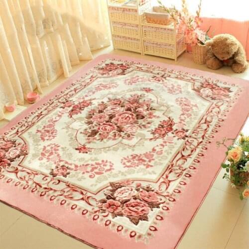 Romantic Pink Rose Rug for Living Room,Elegant American Country Style Carpet Bedroom,Branded Rug and Mat