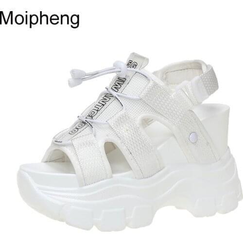 Moipheng Platform Sandals Women 2021 Summer High Heels Sexy Open-toed Chunky Sandals Wedge Shoes Ladies Beach Black Sandalia