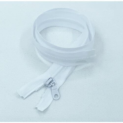 2pcs 5#White(10/27.5inches) Detachable Resin Zipper Opening Automatic Ecological Locking Plastic Zipper For Sewing Suit