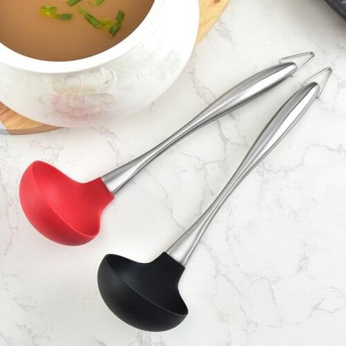 Stainless Steel Handle Silicone Soup Spoon Kitchen Accessories Cooking