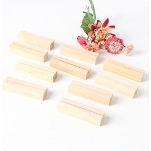 10pcs Natural Wood Numbers Photo Display Stand Business Card Holder Message Name Memo Clips Office Desk Organizer Dinner Party