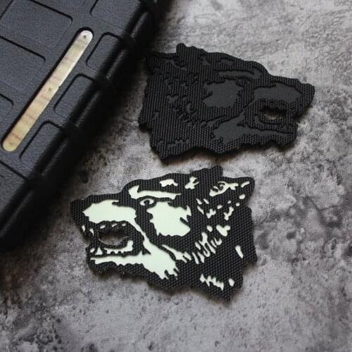 Wolf Head Luminous Patches Nylon Tactical Sticker Greedy Fierce Cunning Animal Badge DIY Backpack Clothes Velcro Decorative
