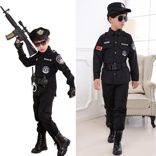 Uniform Carnival Party Cosplay Costume Holiday Gift Children Anime Policemen Holloween Party 2021 Special Kids Army Boy Girl