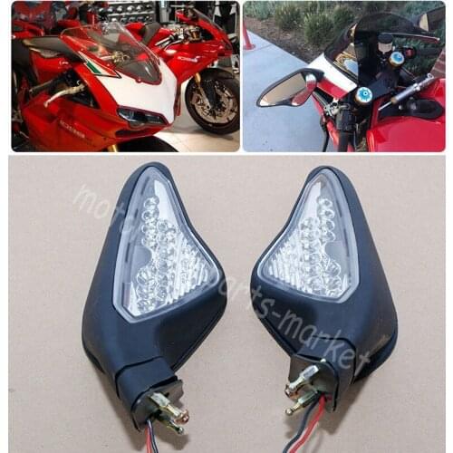 Motorcycle Rearview Mirrors LED Turn Signal Lights Intergrated Fit For Ducati 848 1098 1098S 1098R 1198 1198S 1198R 2007-2012