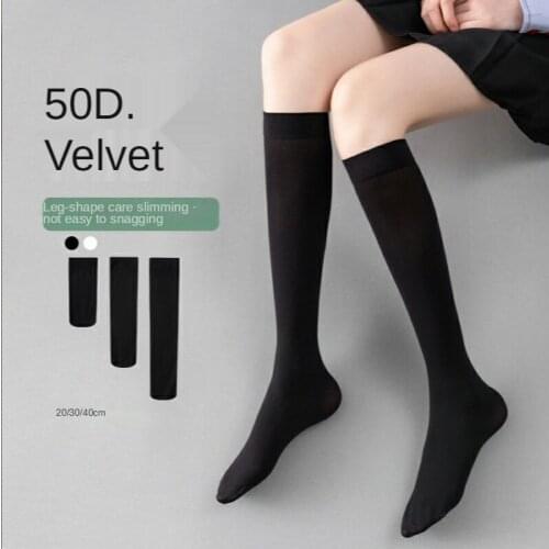 Jk socks womens calf socks summer thin Japanese black and white mid-stockings over knee stockings and knee thin legs