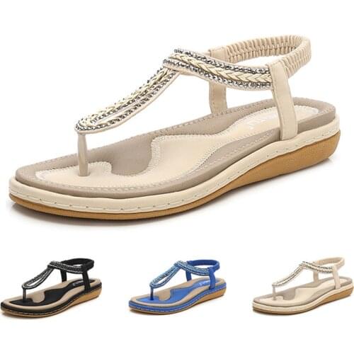 Plus Size 42 Women Pink Flat Sandals Open Toe Luxury Rhinestones Slippers Gladiator Summer Beach Bling Chains Crystal Mujer