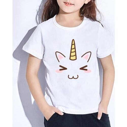 2020 Summer Fashion Unisex Unicorn T-shirt Children Boys Girls Short Sleeves White Tees Baby Kids Cartoon Tops For Girls Clothes