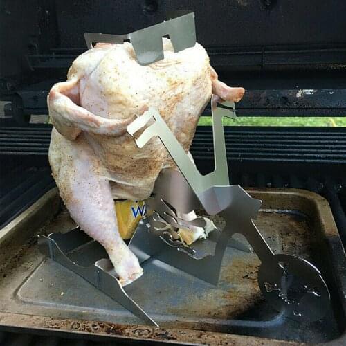 2021 Kitchen Outdoor BBQ Tools Chicken Duck Holder Rack Grill Stand Roasting For BBQ Rib Non Stick Carbon Steel Grilling Tools