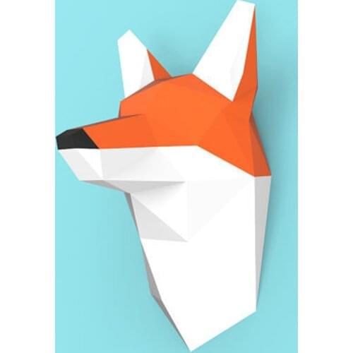 Fox Head 3D Paper Model DIY Handmade Animal Paper Sculpture Modern Style Art Wall Decoration Crafts for Living Room Home Decor