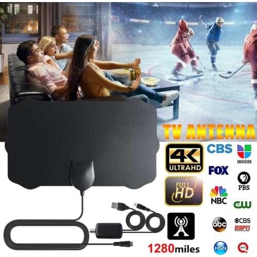 4K Digital HDTV Aerial Indoor Amplified Antenna 1280 Miles Range Amplifier DVB-T2 Clear Satellite Dish Signal Receiver Aerial