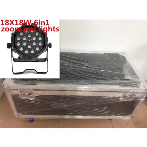 6 unids 18x18 W Zoom Led Par con flight case 1 rgbwa uv 6in1 Controlador dmx led par light dj luces Led Zoom Par