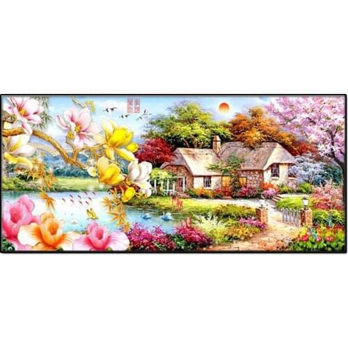 Full Square Round Idyllic Landscape Garden Cottage 5d Diamond Embroidery sale Diamond Painting 5d DIY Diamond Mosaic A850
