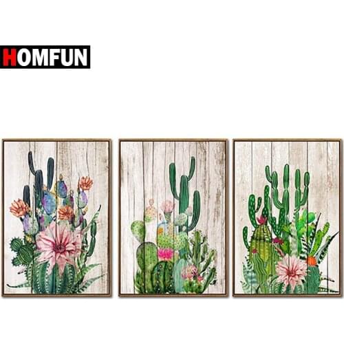 HOMFUN Diamond Paint 100% Full Square/Round Drill 5D DIY Diamond Painting "Cactus flower" 3D Embroidery Cross Stitch Home Decor