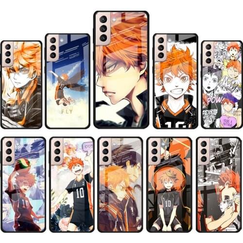 Anime Volleyball Haikyuu for Samsung Galaxy S21 Ultra Plus A72 A52 4G 5G M51 M31 M21 Luxury Tempered Glass Phone Case Cover
