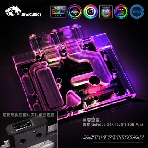 Bykski GPU cooler Full Cover Graphics Card Water cooling Block for ZOTAC GeForce GTX1070TI 8GB MINI N-ST1070TIMINI-X