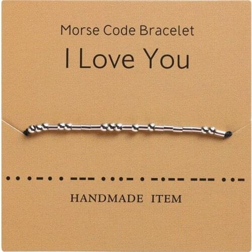 10pcs/Lot Handmade Morse Code Beads Best Friend Charm Bracelet for Friendship with Adjustable String Inspirational Jewelry
