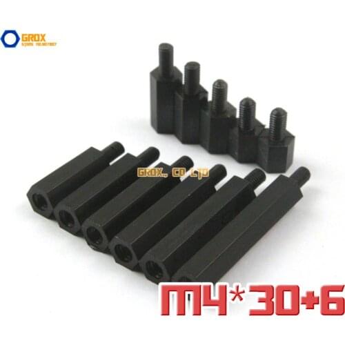 50 Pieces Black Nylon M4 x 30 + 6mm Female to Male PCB Motherboard Standoff Hex Spacer
