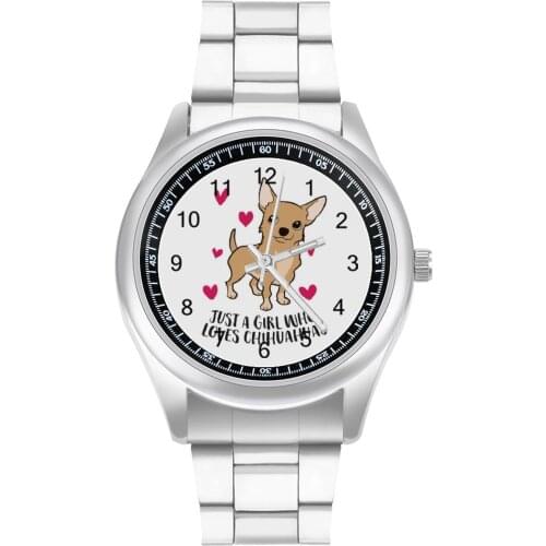 Chihuahua Quartz Watch Photo Cool Wrist Watch Steel Good Quality Fishing Female Wristwatch