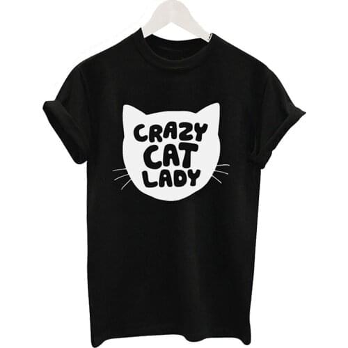 CRAZY CAT LADY Printed female T-shirt new summer cotton tshirt Harajuku unicorn brand tops kawaii punk women sexy girl goth tee