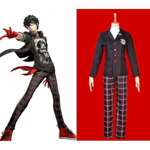 Joker Protagonist Persona Cosplay Costumes Akira Kurusu Ren Amamiya Cos Uniform Top Coat Pants Set Unisex Daily School Set