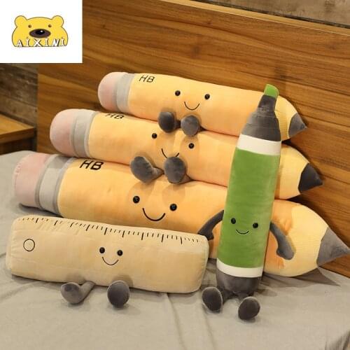 Creative Stationery Supplies Plush Toy Long Soft Toys Stuffed Doll Birthday Gift Kids Kawaii Plush Cute Pillow Pencil Ruler Pen