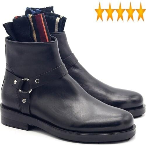 Men Leather 2021 Genuine Black Zip British Casual Ankle Male Top Quality Luxury Cowboy Boots Winter Dress Shoes bota