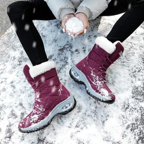 2021New winter womens boots high-quality warm mid-calf snow boots womens lace-upComfortable and thick boots keep warm and soft