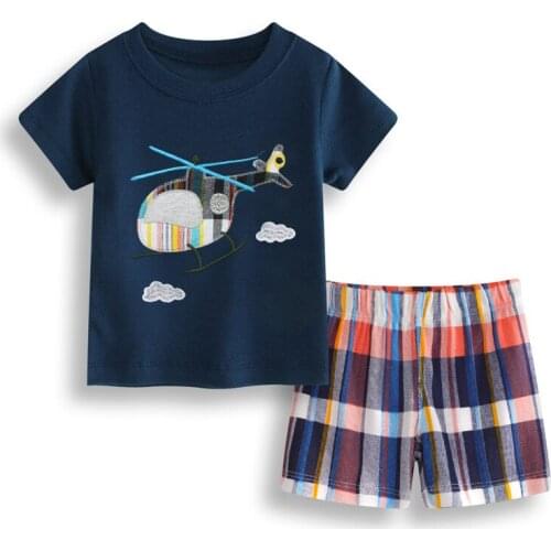 New Copter Baby Boy Pajamas Suit 6 9 12 18 24 Month Newborn Clothing Sets Children T-Shirt Pant Summer Outfit Soft 100% Cotton