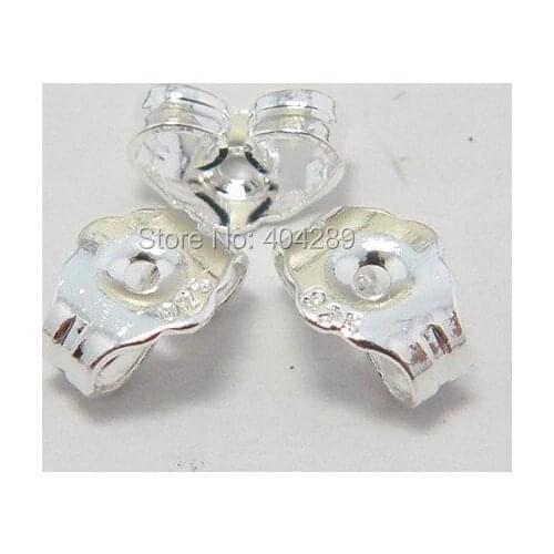 WholeSale 100pcs High Quality 925 Silver Plated Copper Earring Back Plug Earring Ear Studs Back Stopper