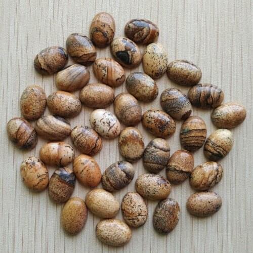 Wholesale 50pcs/lot Fashion good quality natural picture stone Oval CAB CABOCHON beads 10x14mm for jewelry making free