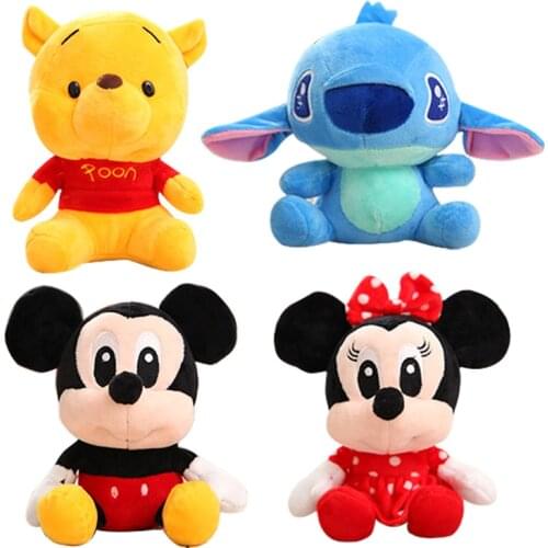 Disney Plush Mickey Mouse Minnie Winnie the Pooh Doll Lilo and Stitch Cute Bear Pig Childrens Day Present Toy For Kid Girl